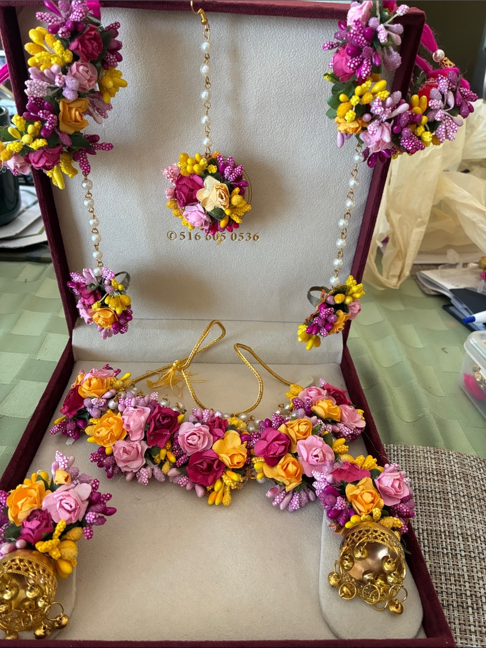 Floral Bridal Necklace Set - Indian Wedding Haldi Mehendi Sangeet Look